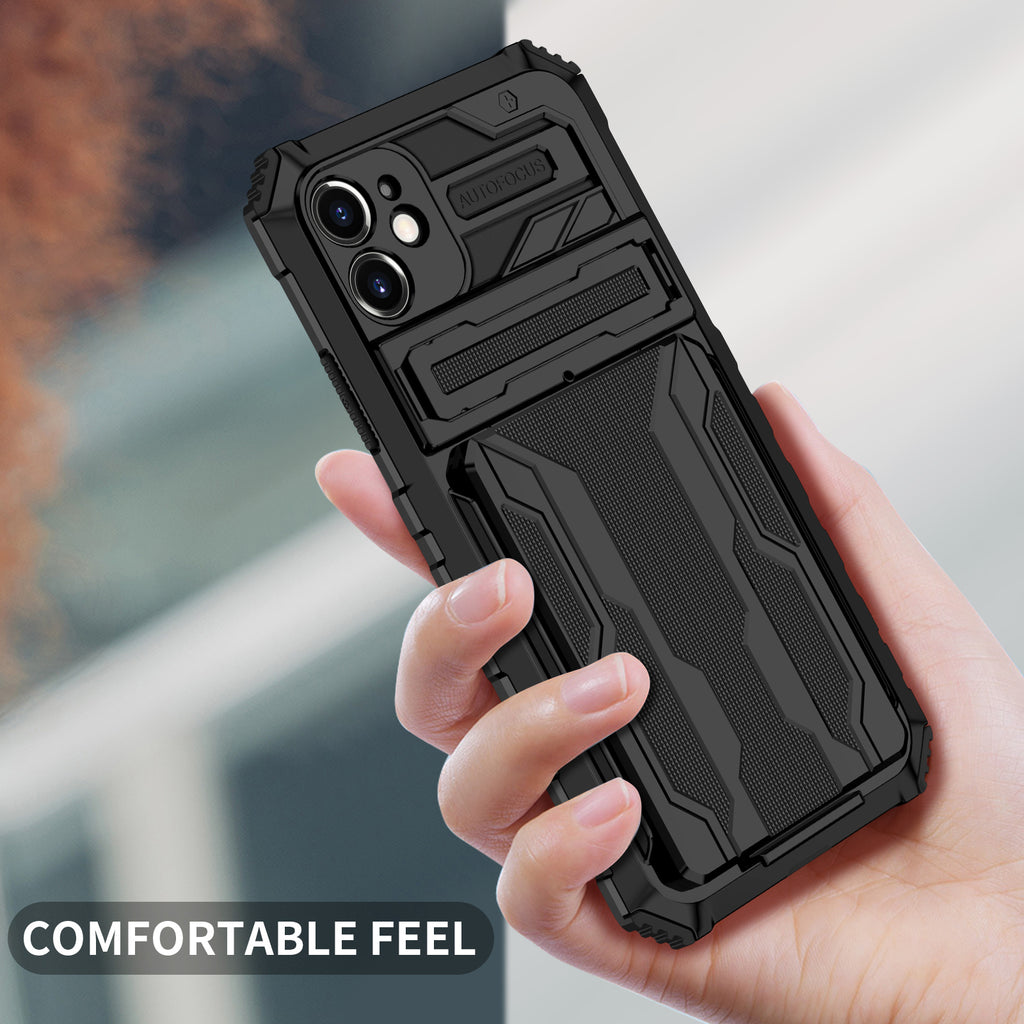 iPhone 11 Heavy Duty Kickstand Case Shockproof Card Holder BLACK