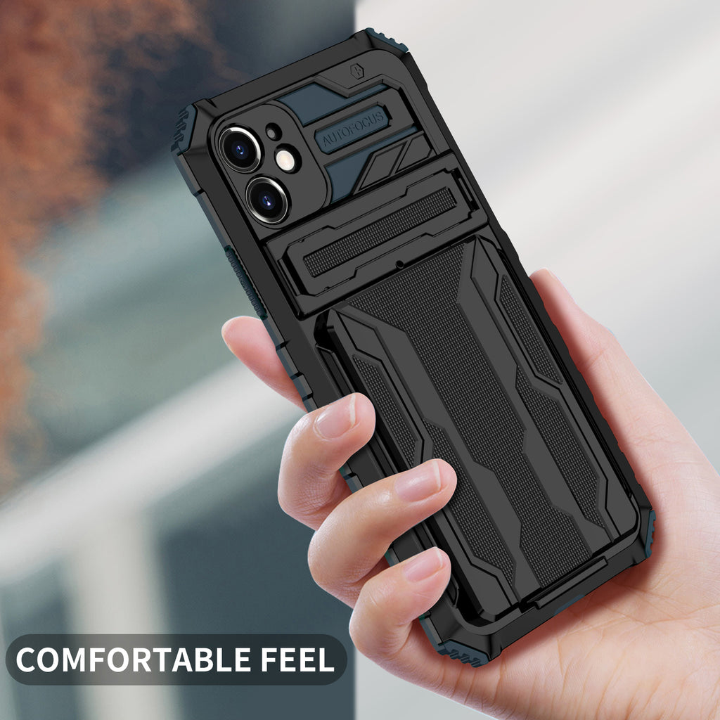 iPhone 11 Heavy Duty Kickstand Case Shockproof Card Holder GREEN