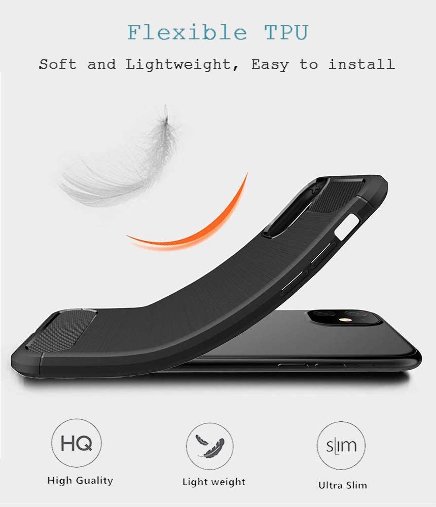iPhone 11 Slim Fit Case Tough Gel TPU Rubber Cover BLACK