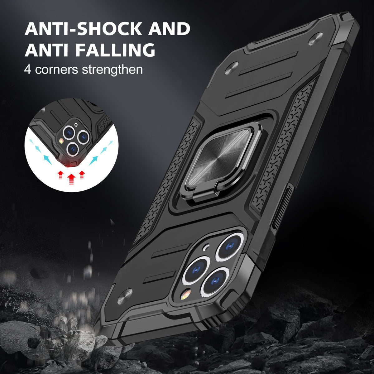 iPhone 11 Pro Rugged Tough Case Shockproof Hybrid Cover BLACK