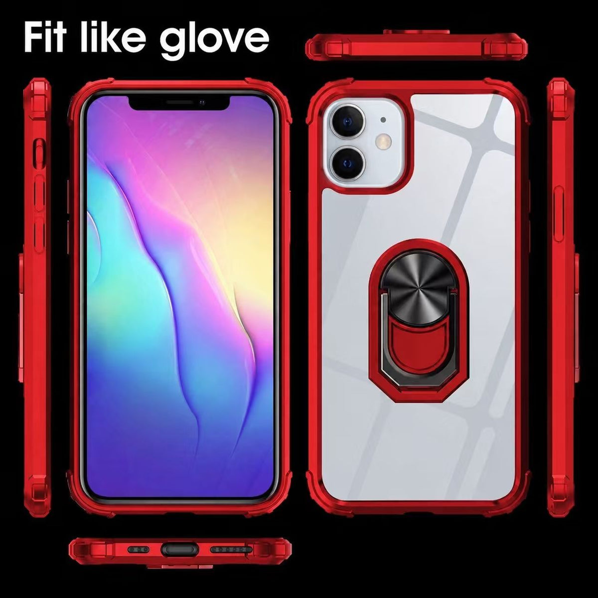 iPhone 12 Rugged Tough Case Shockproof Hybrid Cover RED