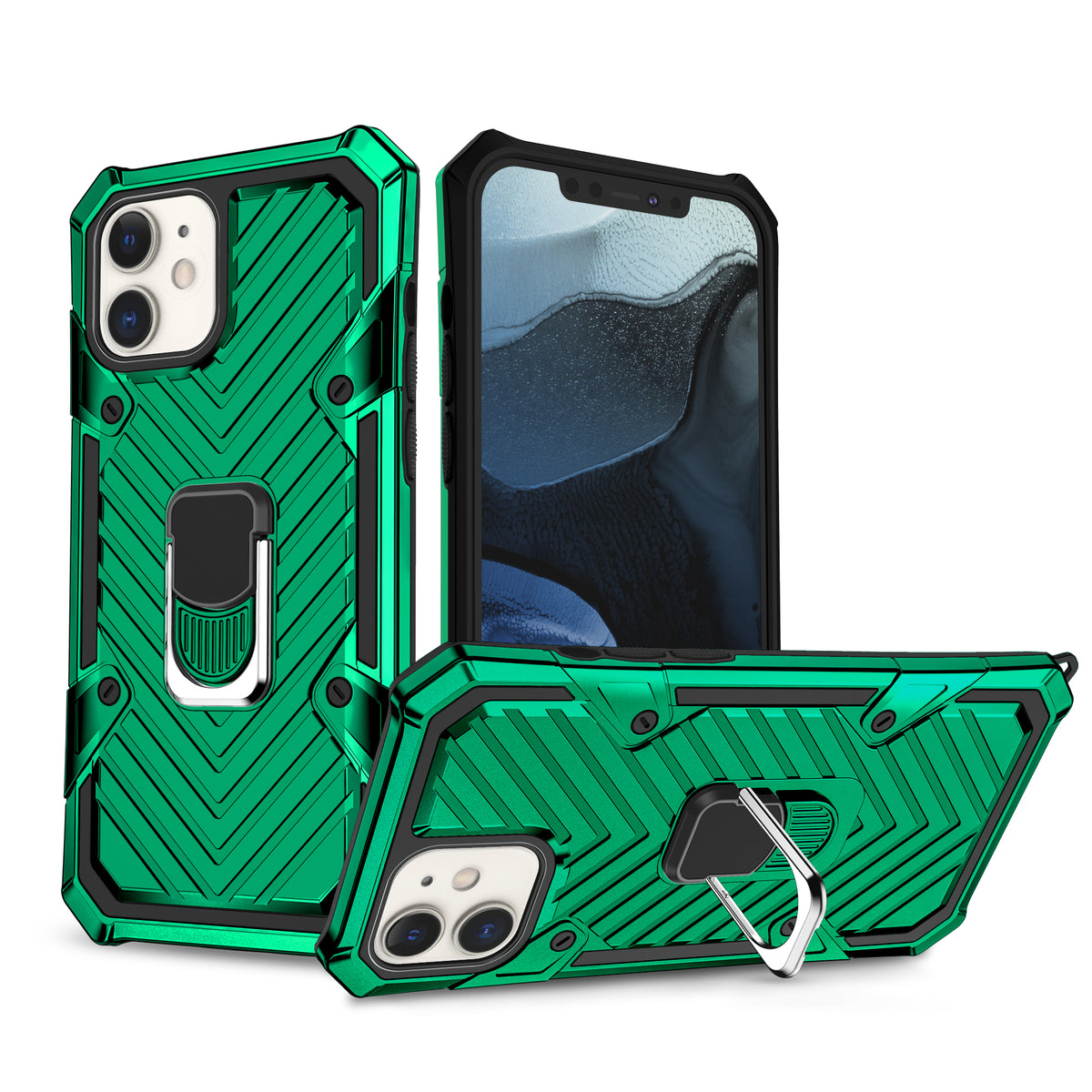 iPhone 12 Rugged Tough Case Shockproof Hybrid Cover DARK GREEN