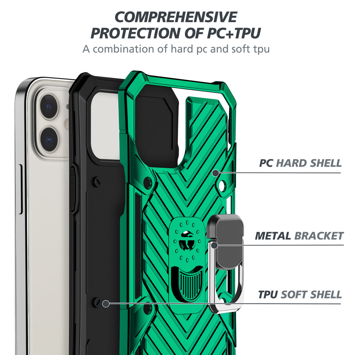 iPhone 12 Rugged Tough Case Shockproof Hybrid Cover DARK GREEN