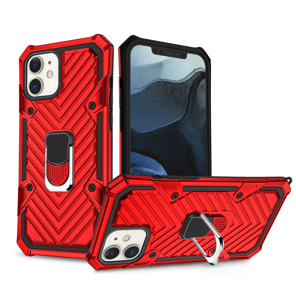 iPhone 12 Rugged Tough Case Shockproof Hybrid Cover RED