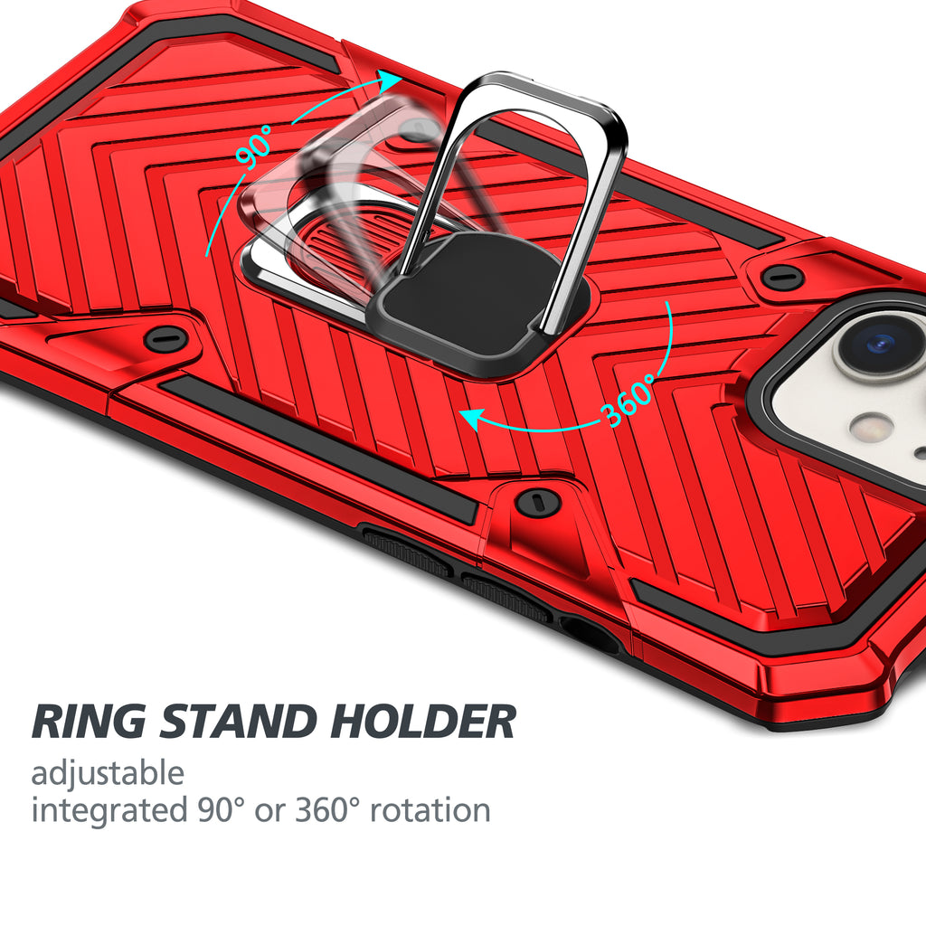 iPhone 12 Rugged Tough Case Shockproof Hybrid Cover RED