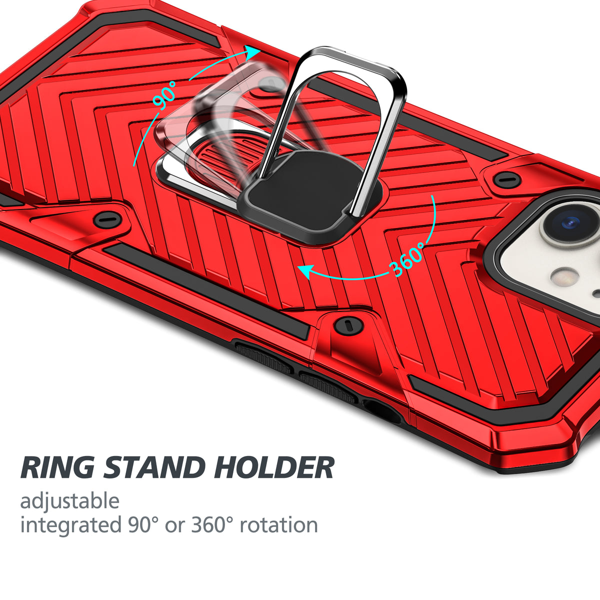 iPhone 12 Rugged Tough Case Shockproof Hybrid Cover RED