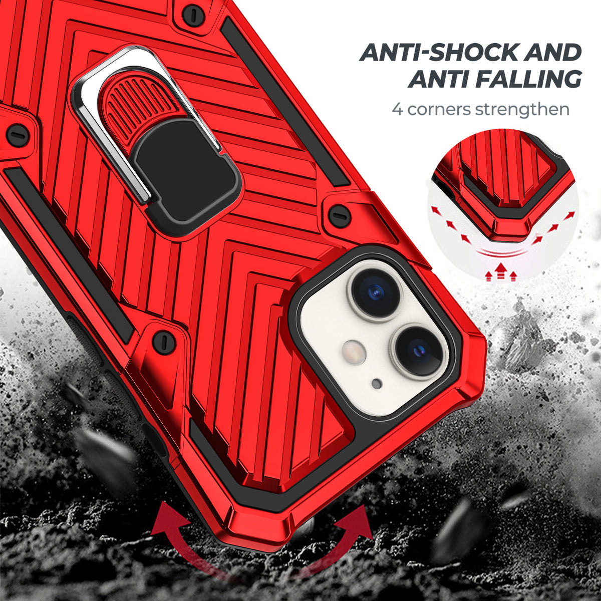 iPhone 12 Mini Rugged Tough Case Shockproof Hybrid Cover RED