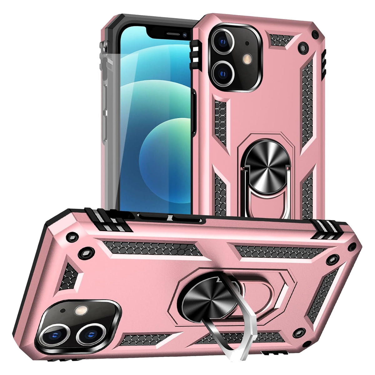 iPhone 12 Rugged Tough Case Shockproof Hybrid Cover PINK