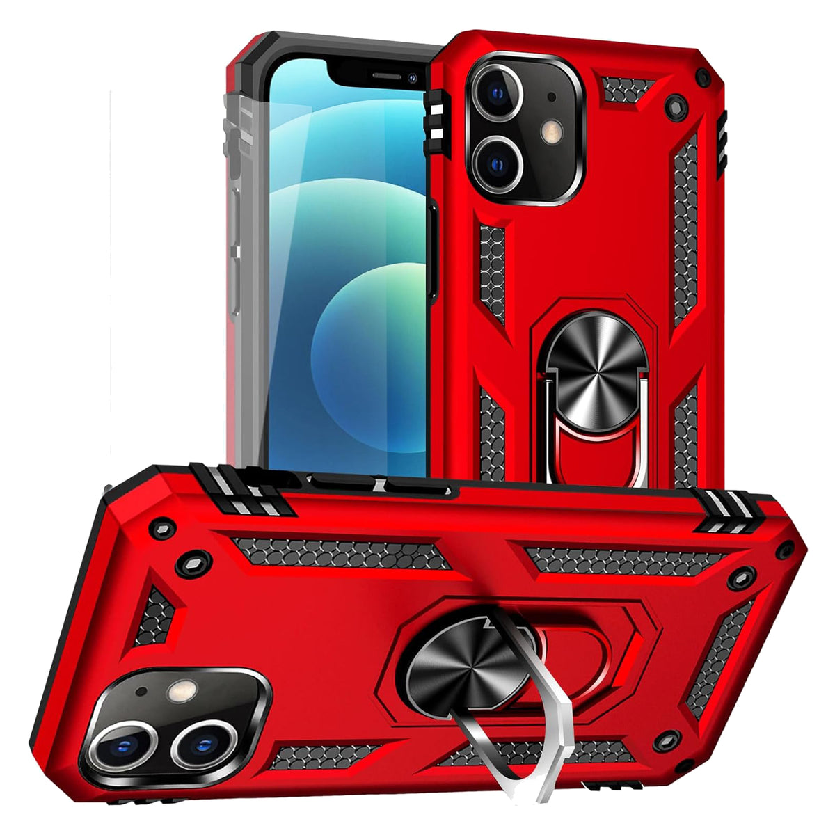 iPhone 12 Mini Rugged Tough Case Shockproof Hybrid Cover RED