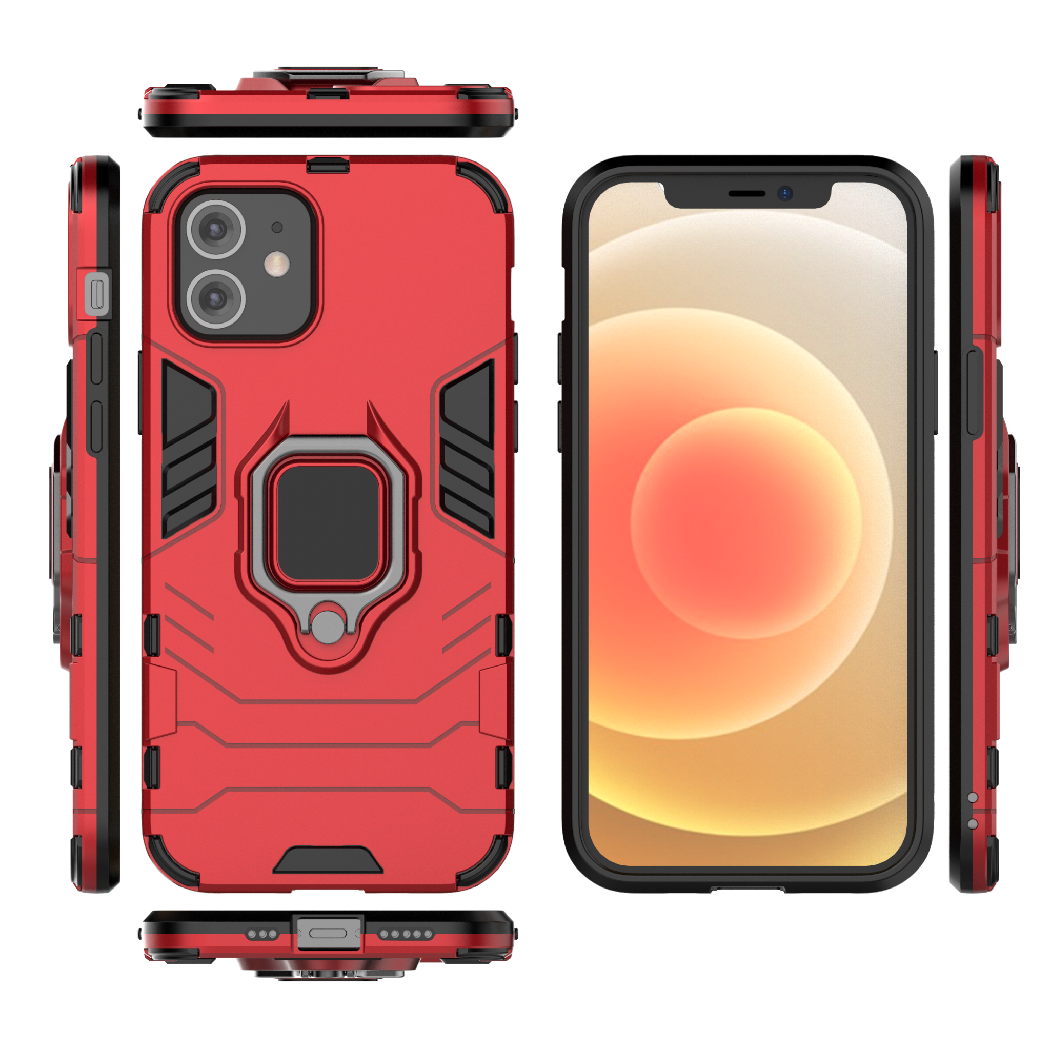 iPhone 12 Mini Rugged Tough Case Shockproof Hybrid Cover RED