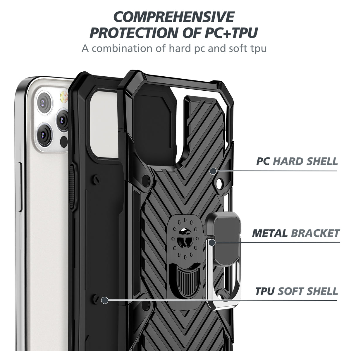 iPhone 12 Pro Max Rugged Tough Case Shockproof Hybrid Cover BLACK