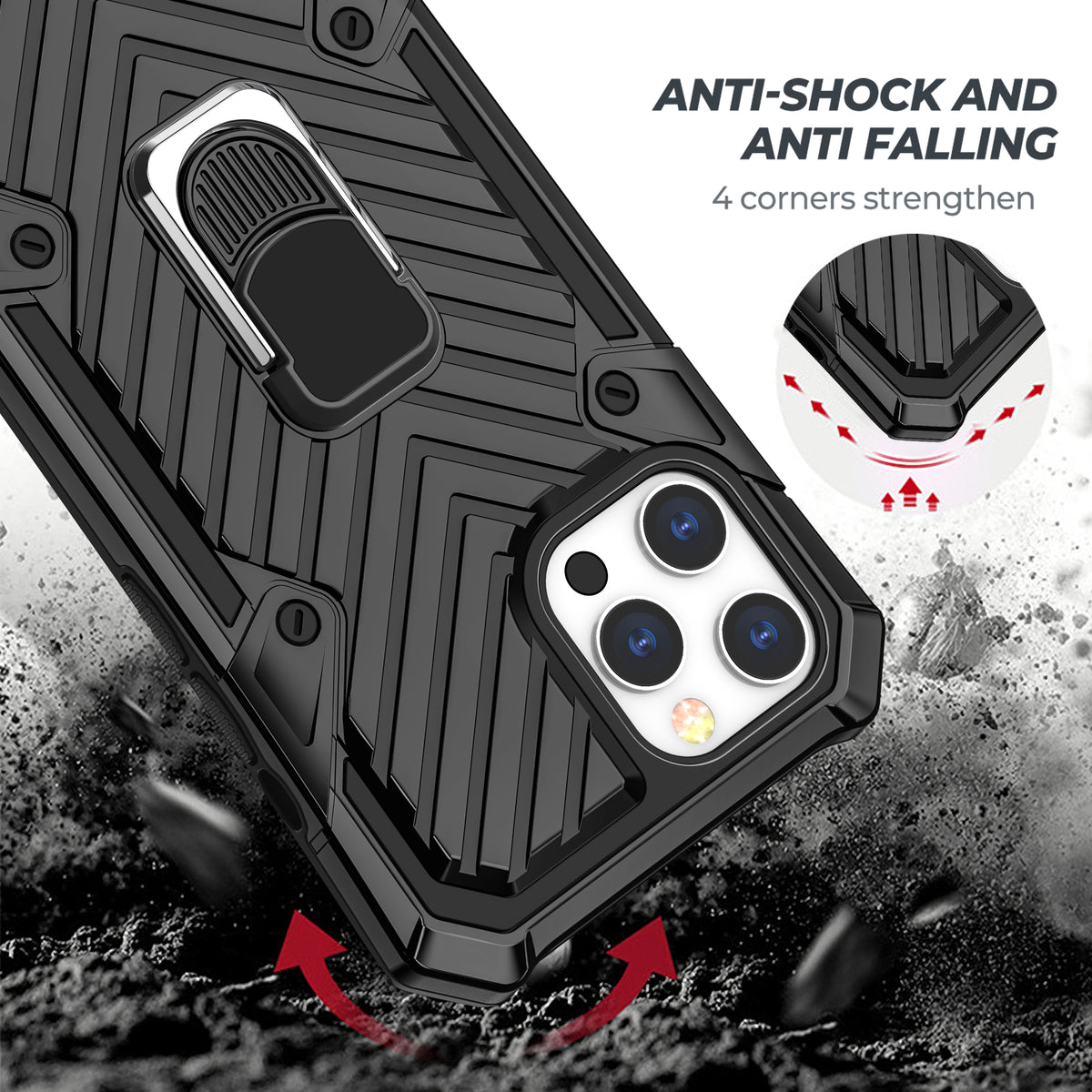 iPhone 12 Pro Max Rugged Tough Case Shockproof Hybrid Cover BLACK