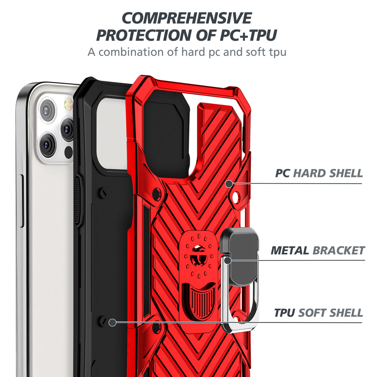 iPhone 12 Pro Rugged Tough Case Shockproof Hybrid Cover RED