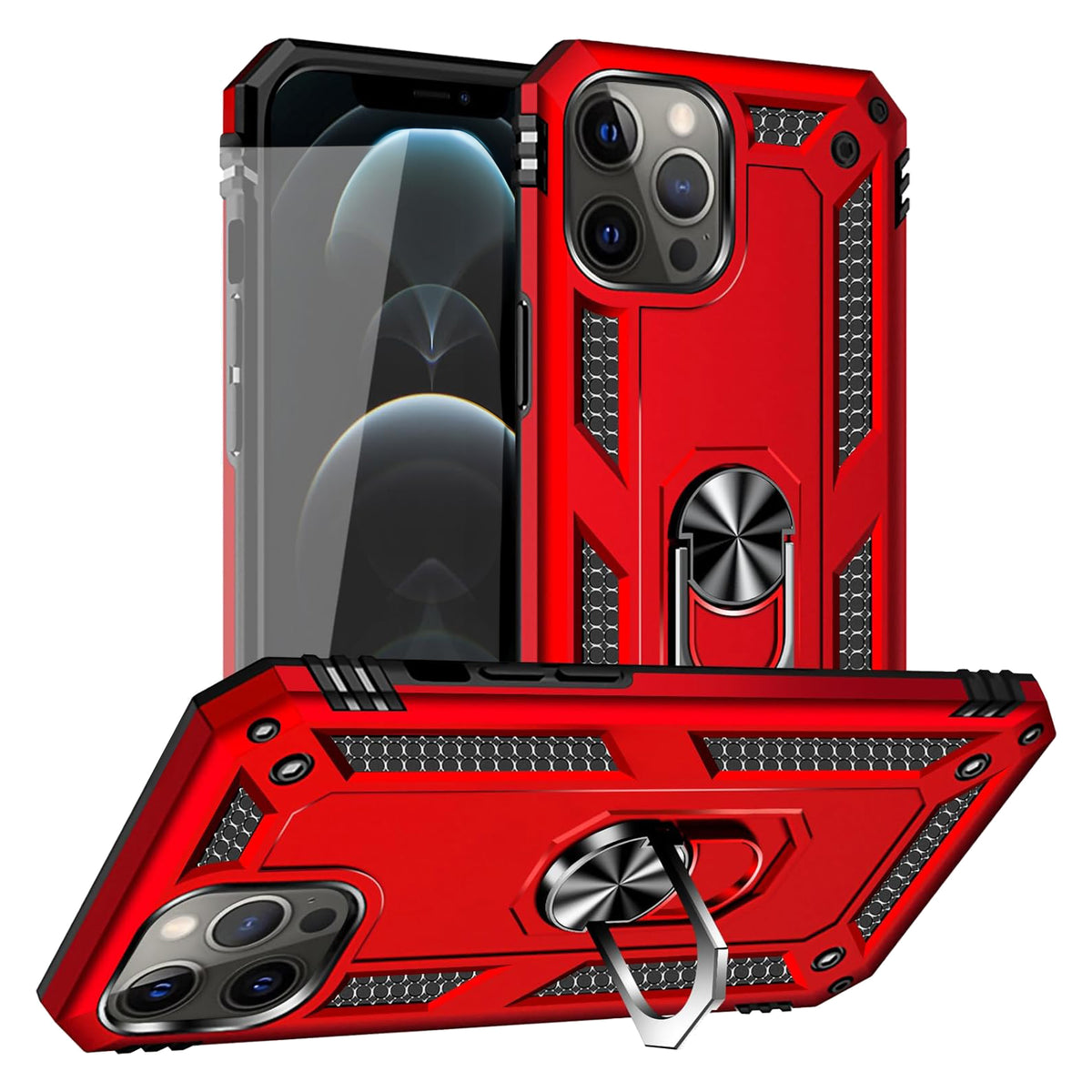 iPhone 12 Pro Max Rugged Tough Case Shockproof Hybrid Cover RED