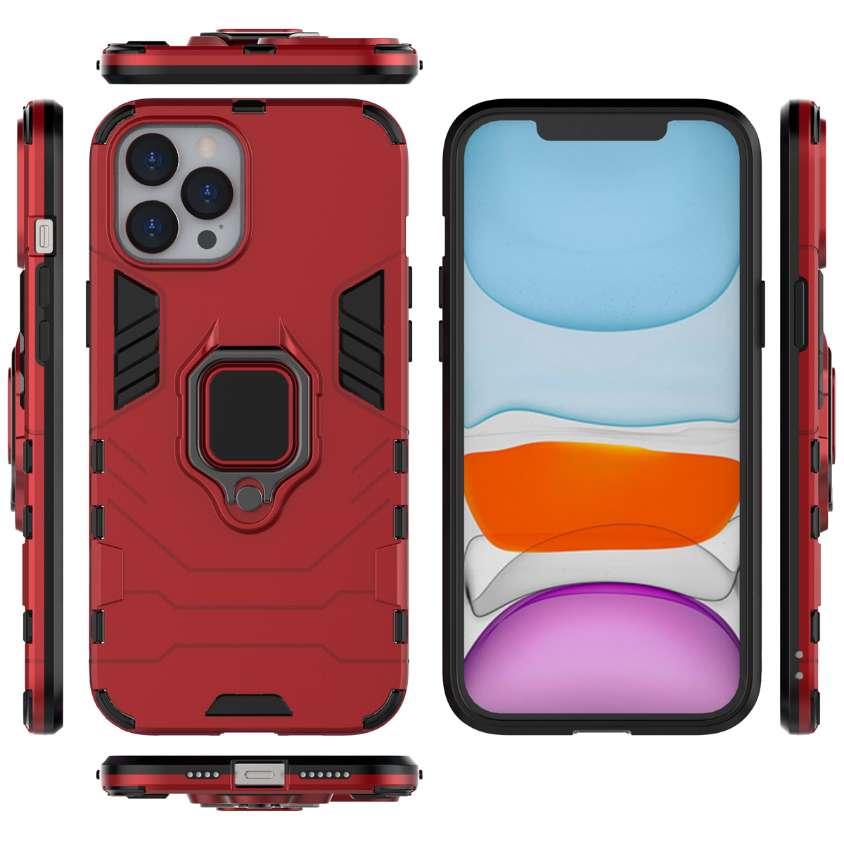 iPhone 12 Pro Max Rugged Tough Case Shockproof Hybrid Cover RED