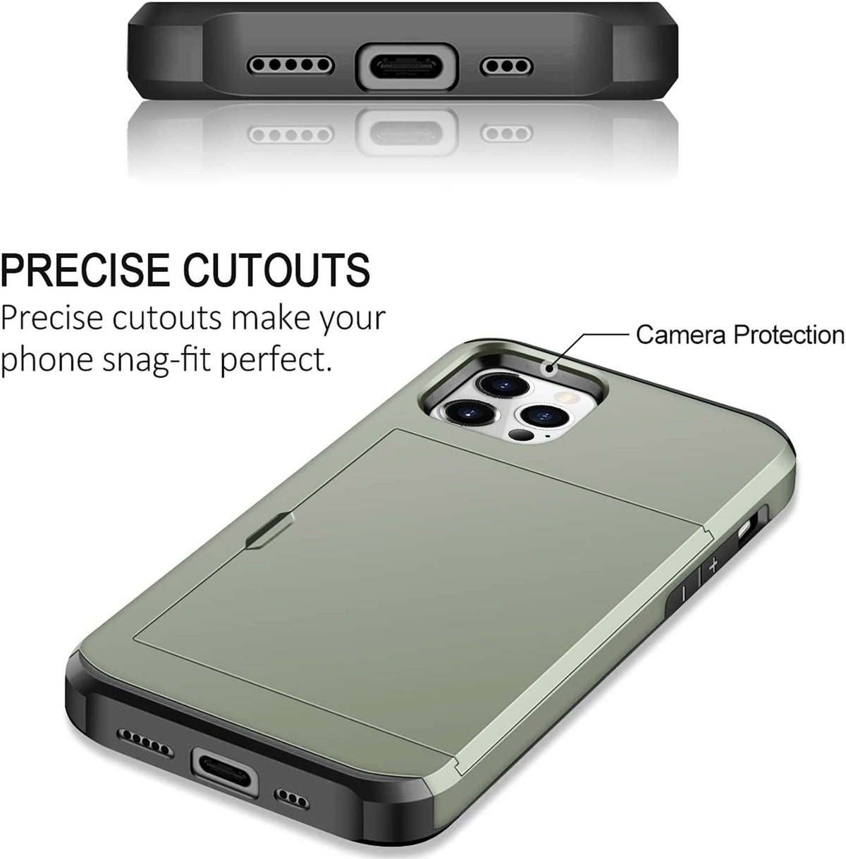 iPhone 12 Pro Shockproof Wallet Case Card Cover GREEN