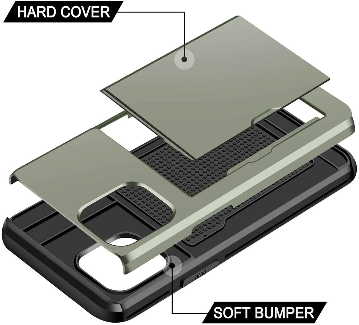 iPhone 12 Pro Shockproof Wallet Case Card Cover GREEN