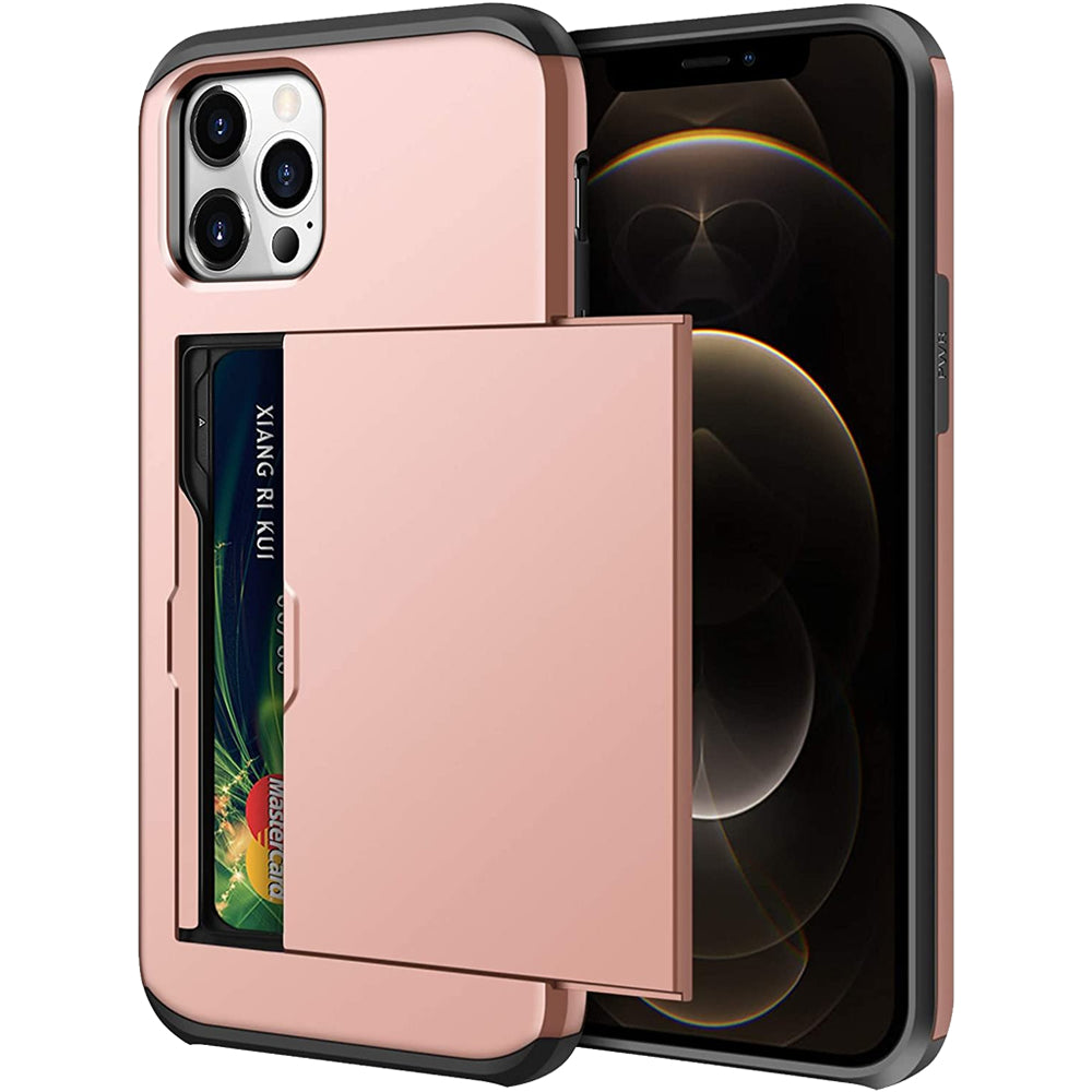 iPhone 12 Pro Shockproof Wallet Case Card Cover PINK
