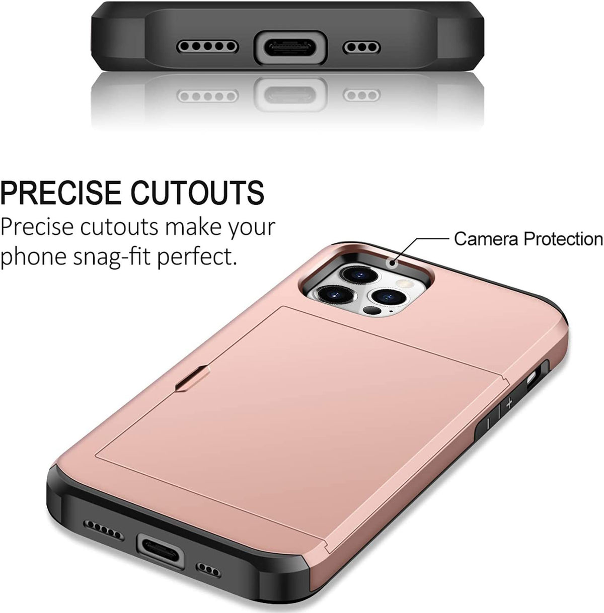 iPhone 12 Pro Shockproof Wallet Case Card Cover PINK