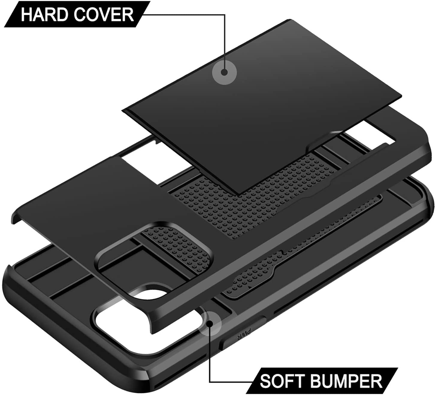 iPhone 12 Pro Shockproof Wallet Case Card Cover BLACK