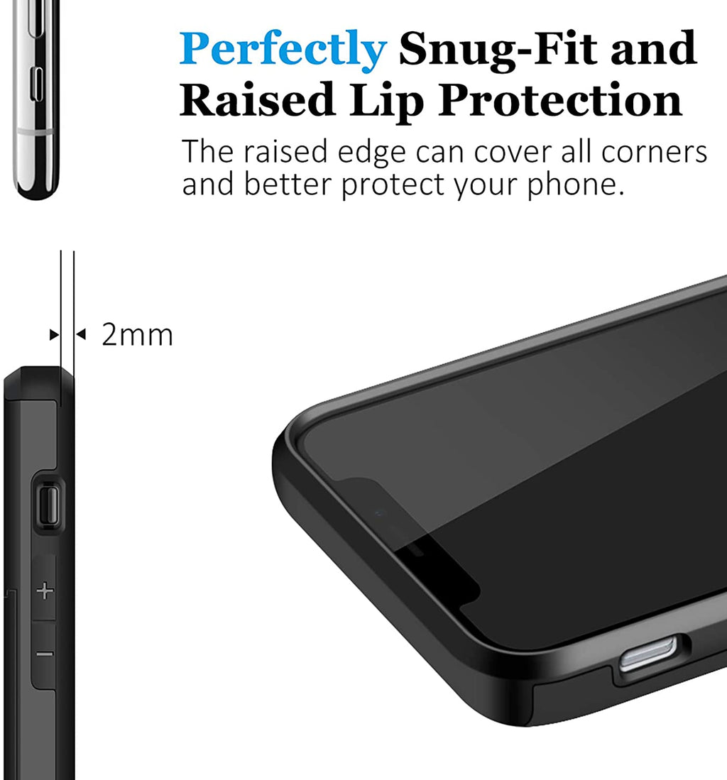 iPhone 12 Pro Shockproof Wallet Case Card Cover BLACK