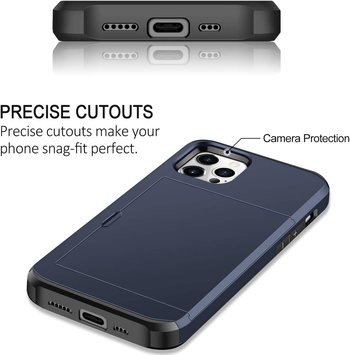 iPhone 13 Pro Shockproof Wallet Case Card Cover BLUE