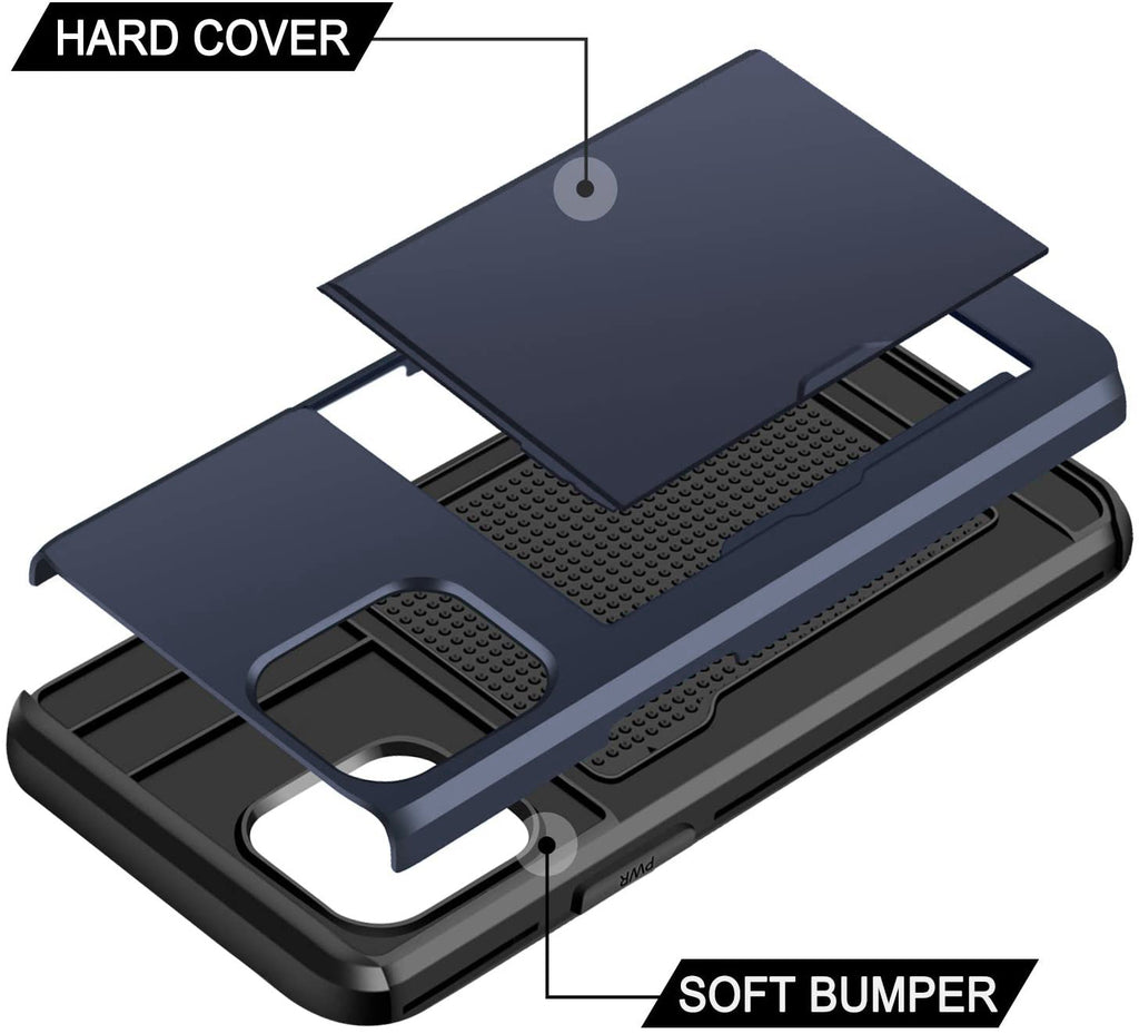 iPhone 13 Pro Shockproof Wallet Case Card Cover BLUE