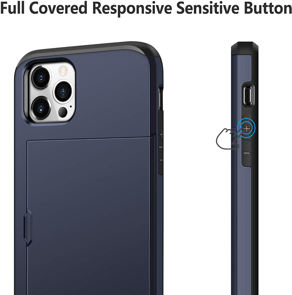 iPhone 13 Pro Shockproof Wallet Case Card Cover BLUE