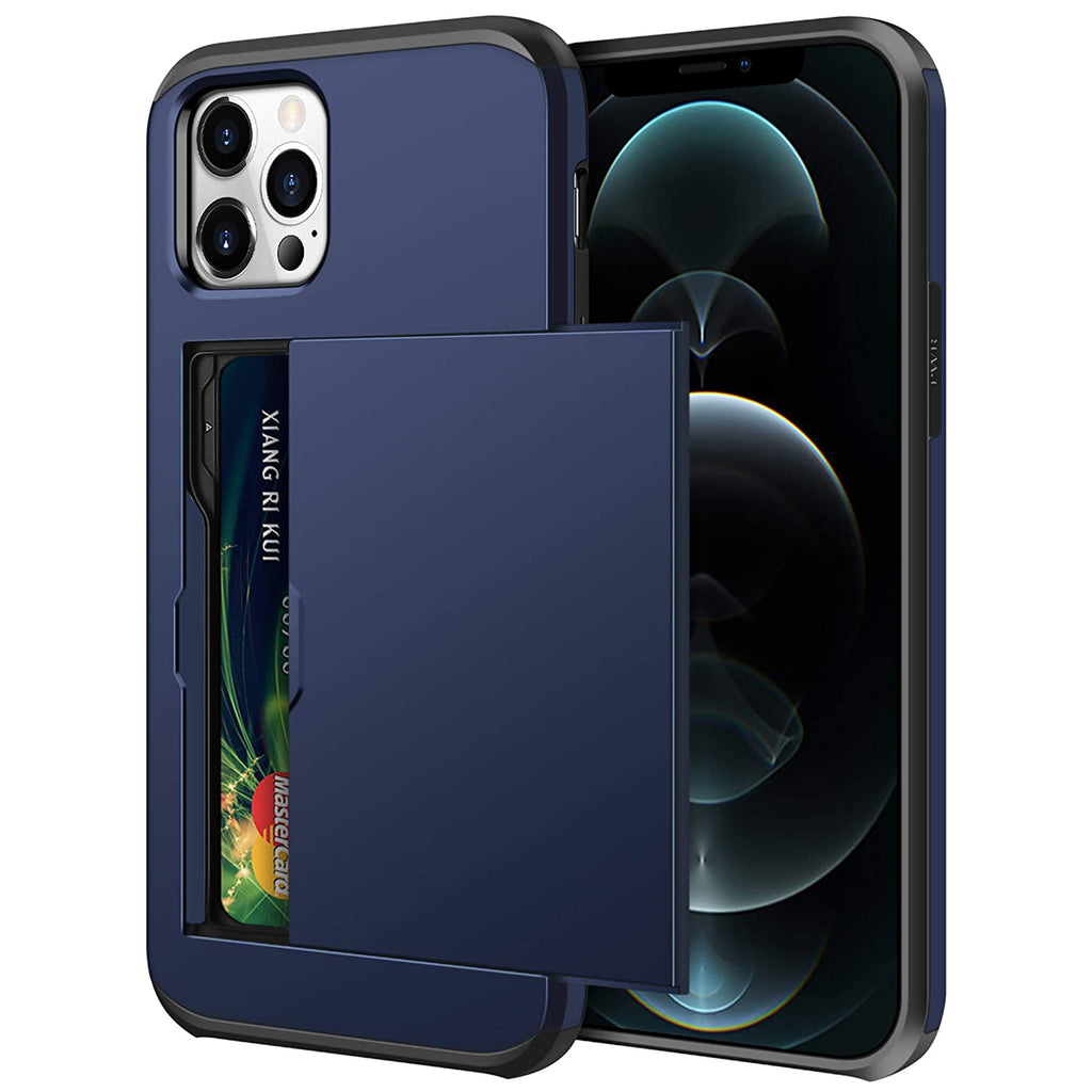iPhone 13 Pro Shockproof Wallet Case Card Cover BLUE