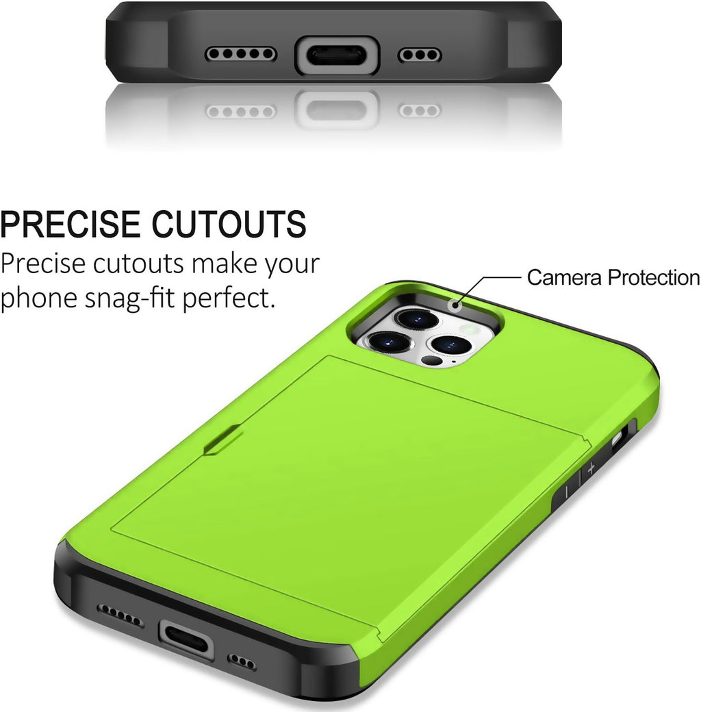 iPhone 12 Pro Shockproof Wallet Case Card Cover GREEN