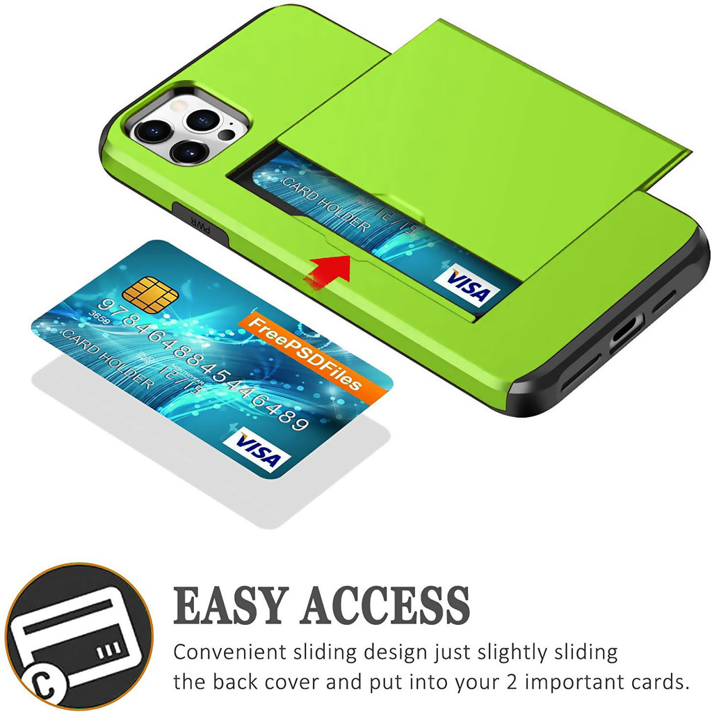 iPhone 12 Pro Shockproof Wallet Case Card Cover GREEN