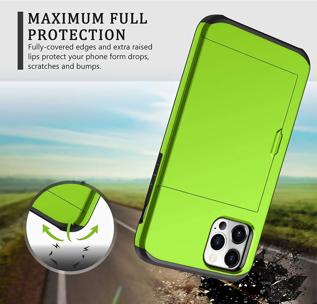 iPhone 12 Pro Shockproof Wallet Case Card Cover GREEN