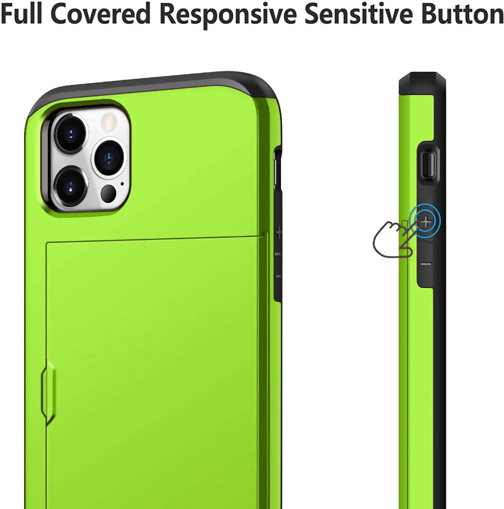 iPhone 12 Pro Shockproof Wallet Case Card Cover GREEN