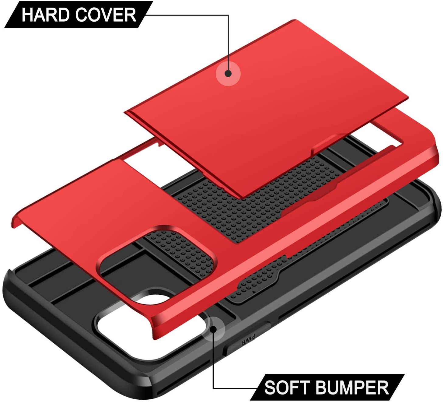 iPhone 12 Pro Shockproof Wallet Case Card Cover RED
