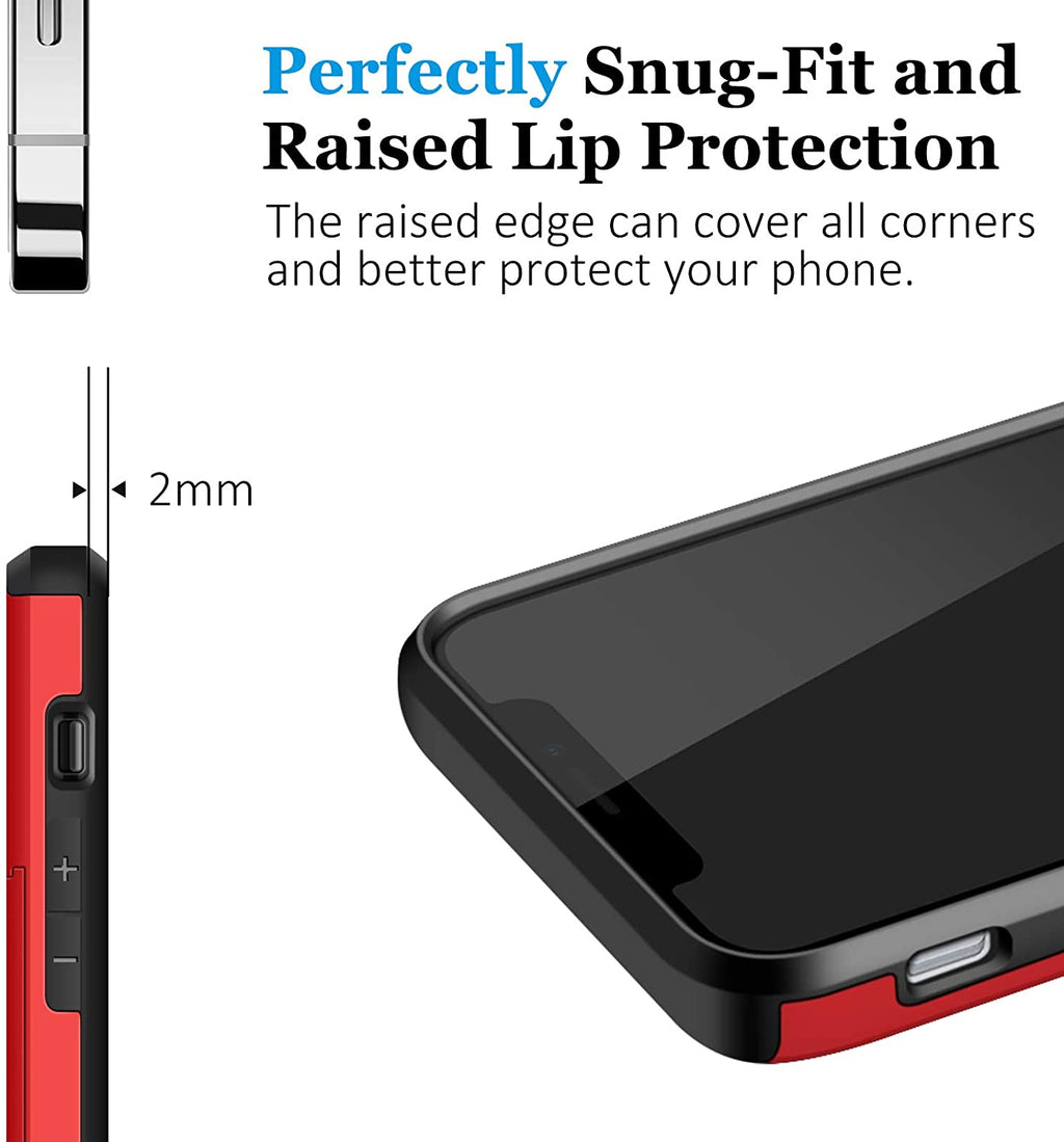 iPhone 12 Pro Shockproof Wallet Case Card Cover RED