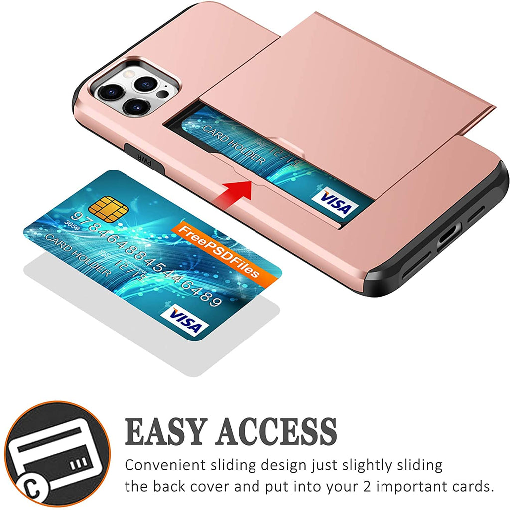 iPhone 11 Pro Shockproof Wallet Case Card Cover PINK