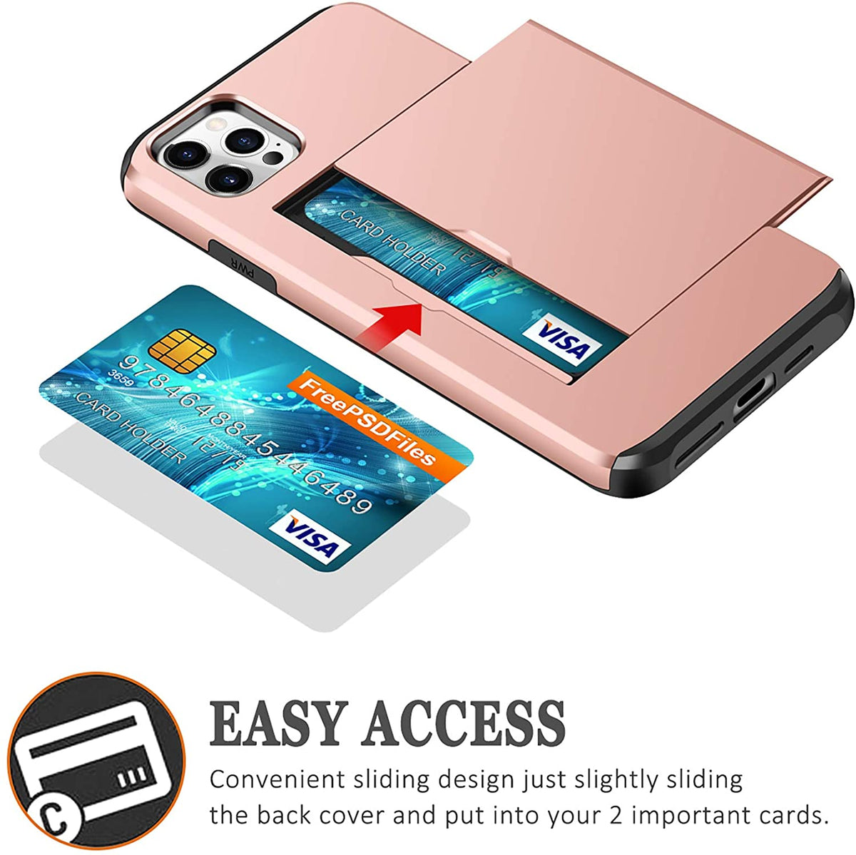 iPhone 11 Pro Shockproof Wallet Case Card Cover PINK