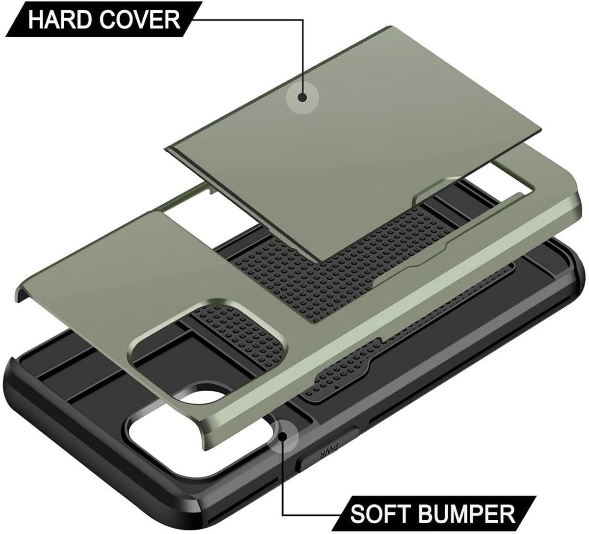 iPhone 12 Shockproof Wallet Case Card Cover GREEN