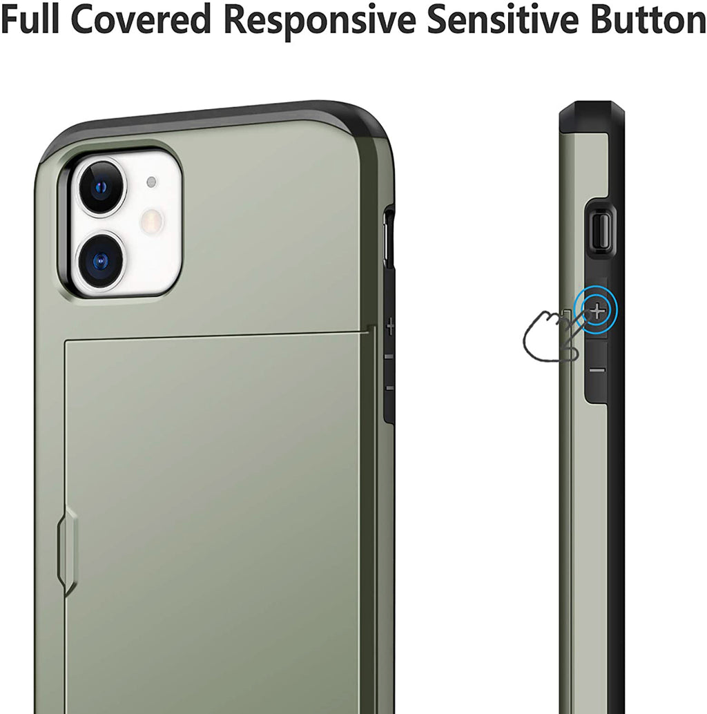 iPhone 12 Shockproof Wallet Case Card Cover GREEN