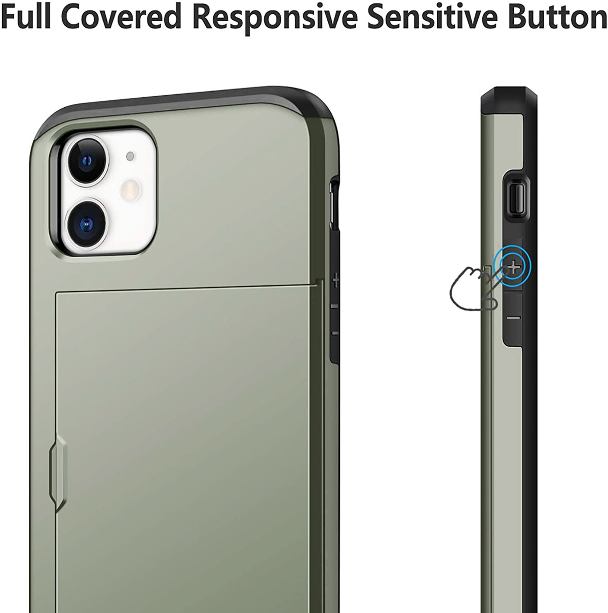 iPhone 12 Shockproof Wallet Case Card Cover GREEN