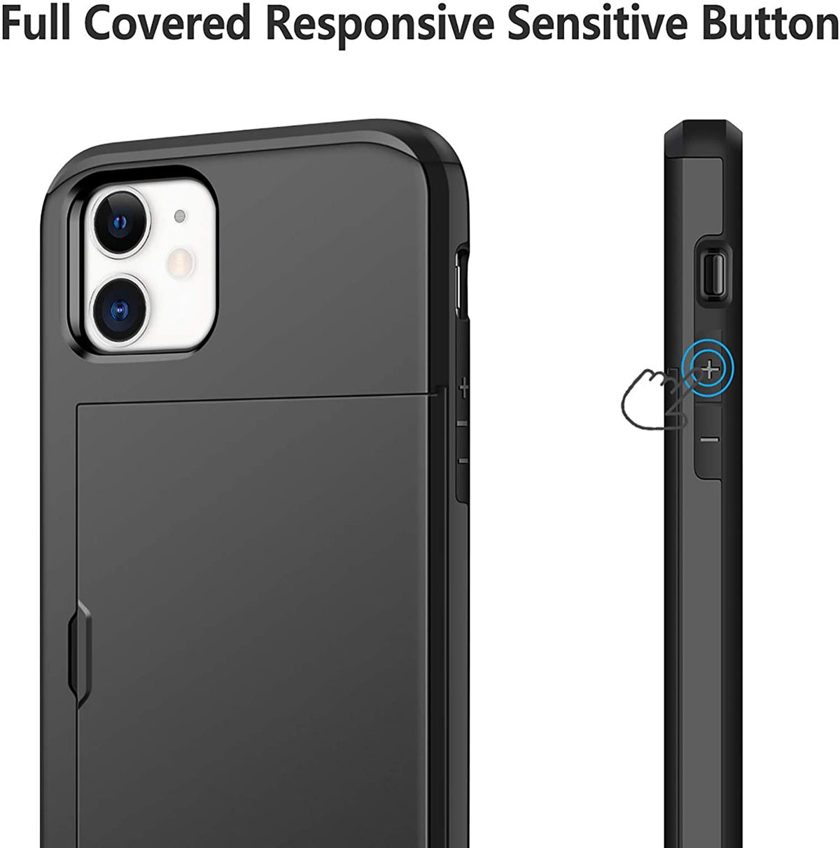 iPhone 12 Shockproof Wallet Case Card Cover BLACK