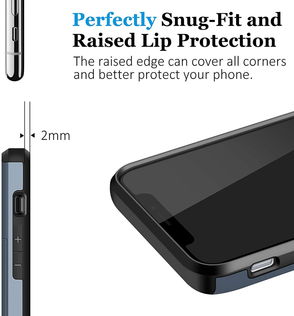 iPhone 12 Shockproof Wallet Case Card Cover BLUE