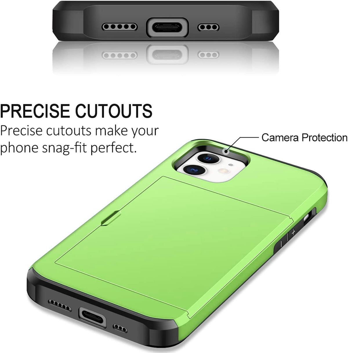 iPhone 12 Shockproof Wallet Case Card Cover GREEN