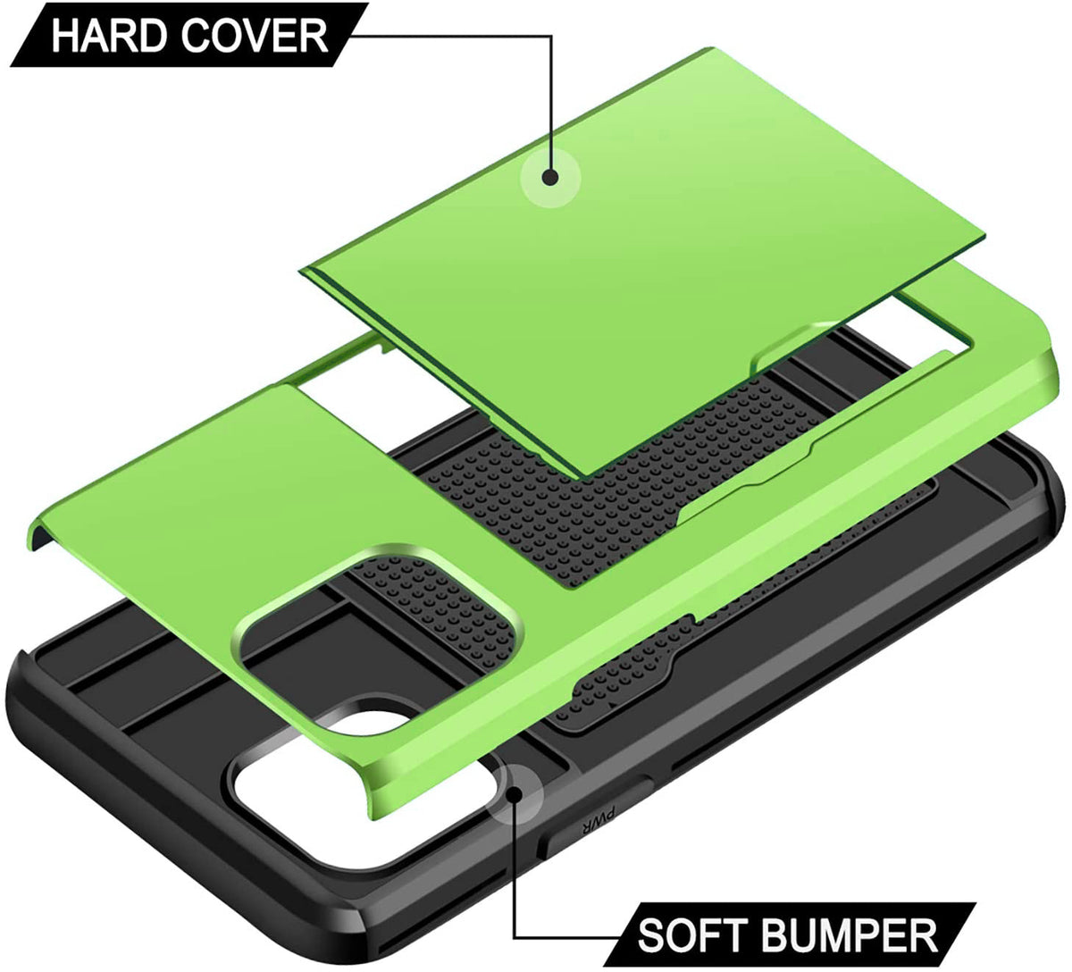 iPhone 12 Shockproof Wallet Case Card Cover GREEN