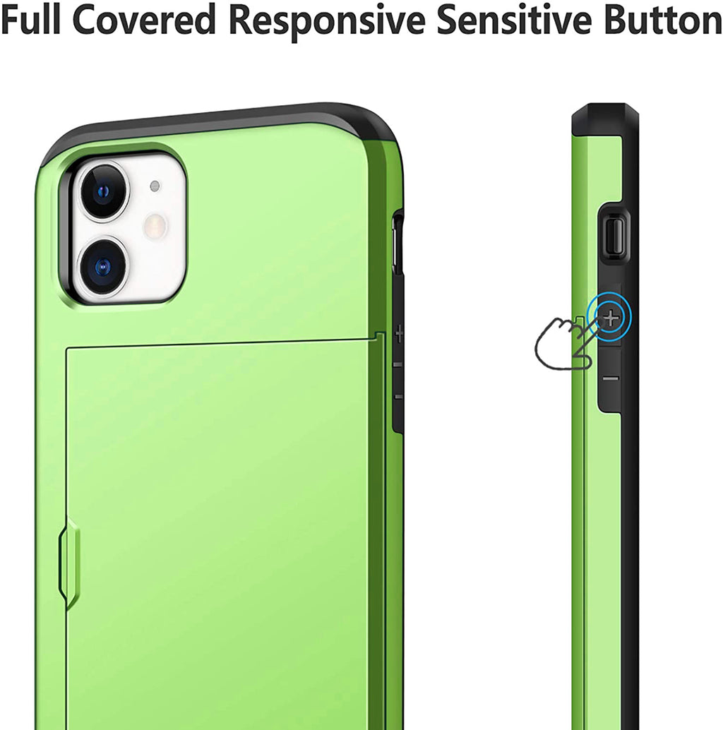 iPhone 12 Shockproof Wallet Case Card Cover GREEN