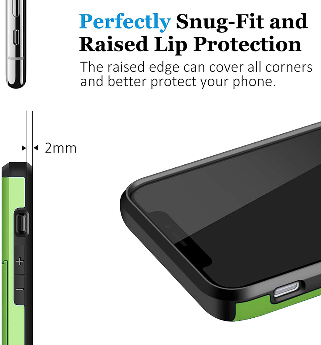 iPhone 12 Shockproof Wallet Case Card Cover GREEN