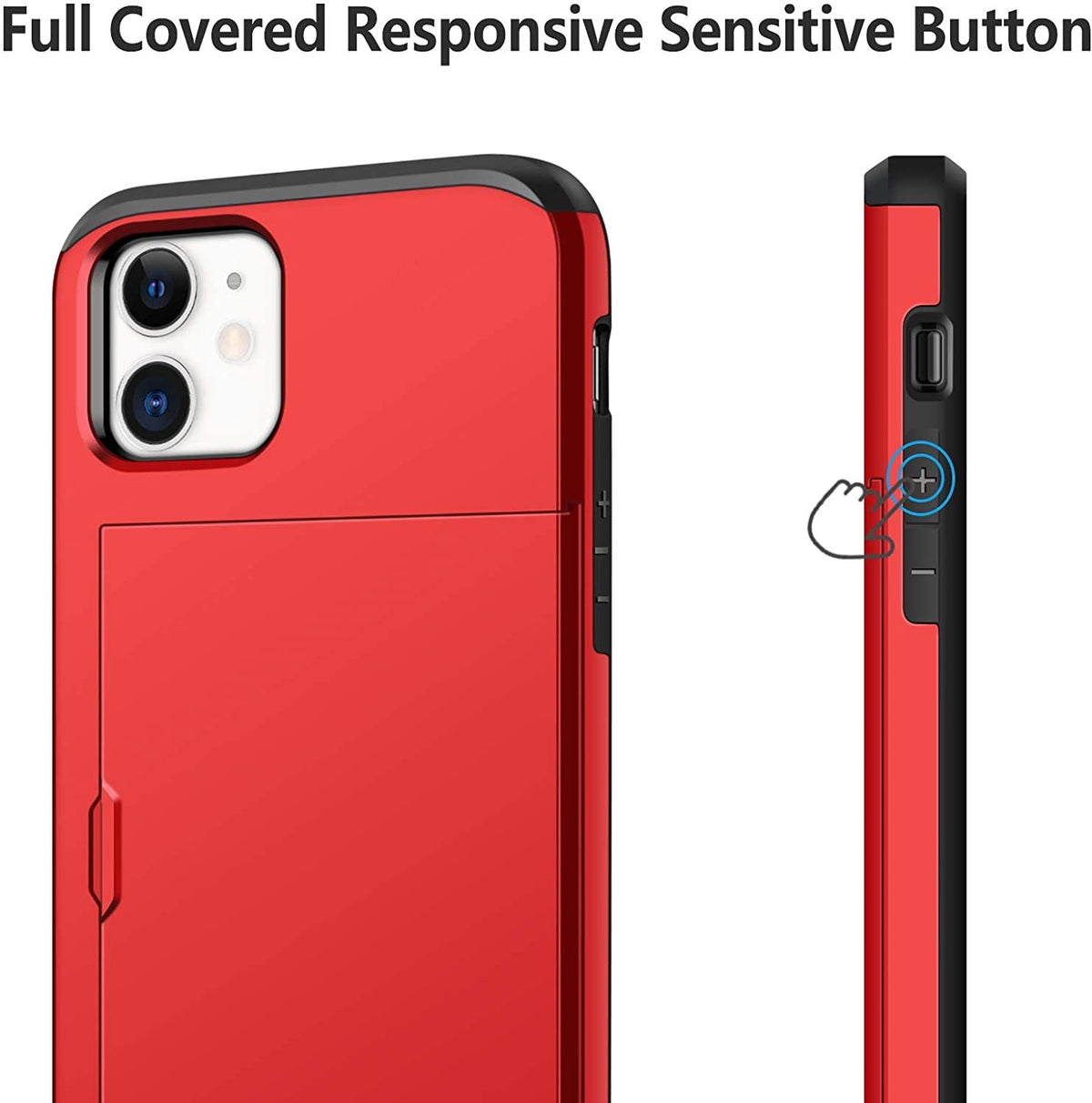 iPhone 12 Shockproof Wallet Case Card Cover RED