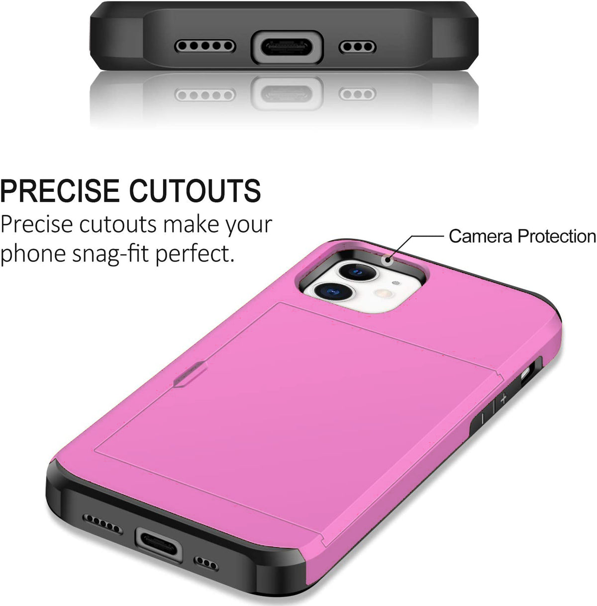 iPhone 11 Shockproof Wallet Case Card Cover Hot PINK
