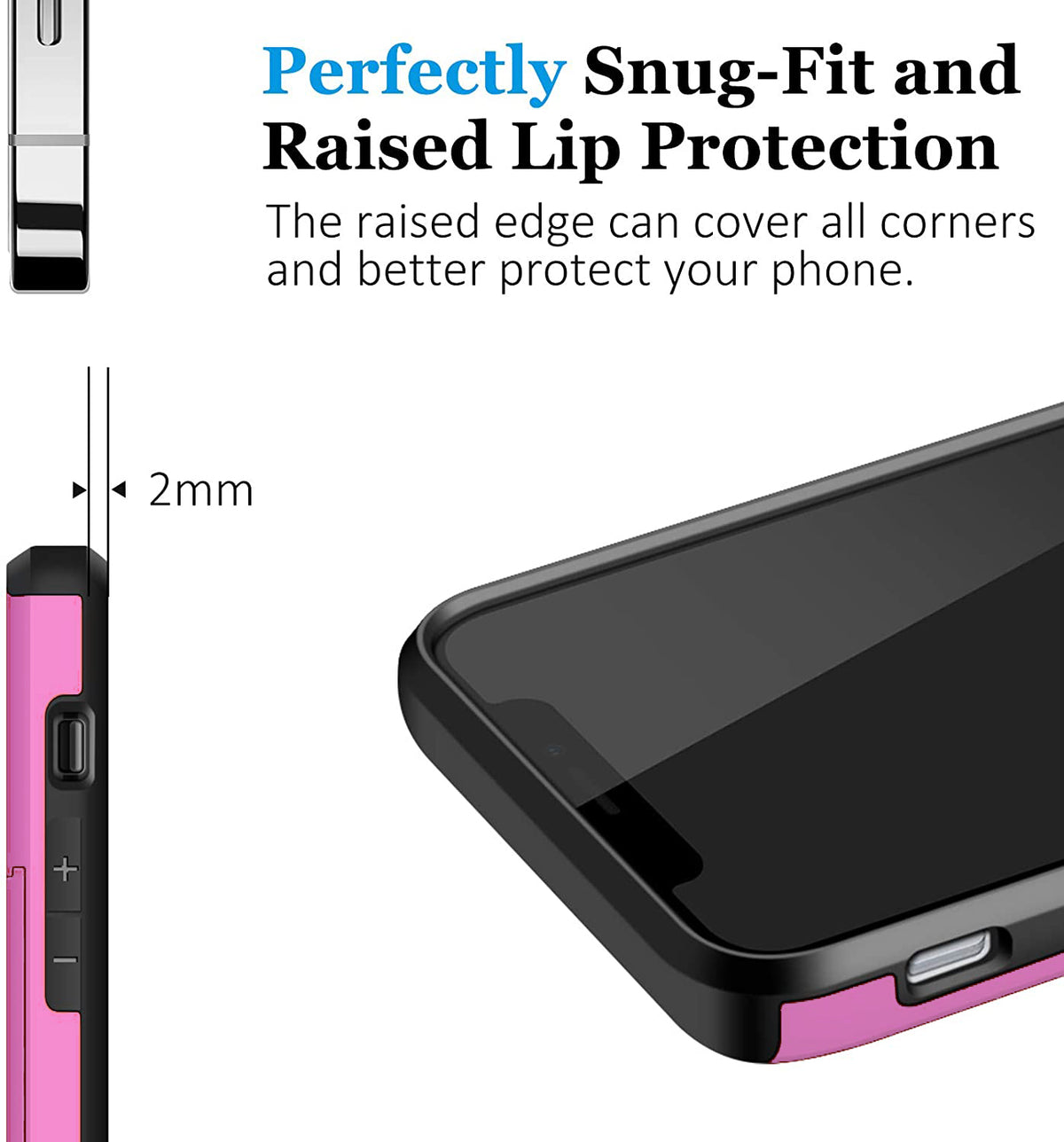 iPhone 12 Shockproof Wallet Case Card Cover HOT PINK