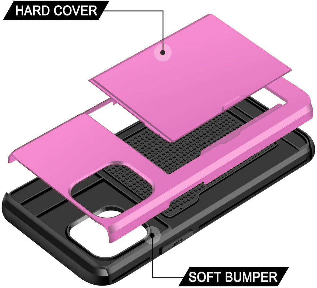iPhone 11 Shockproof Wallet Case Card Cover Hot PINK